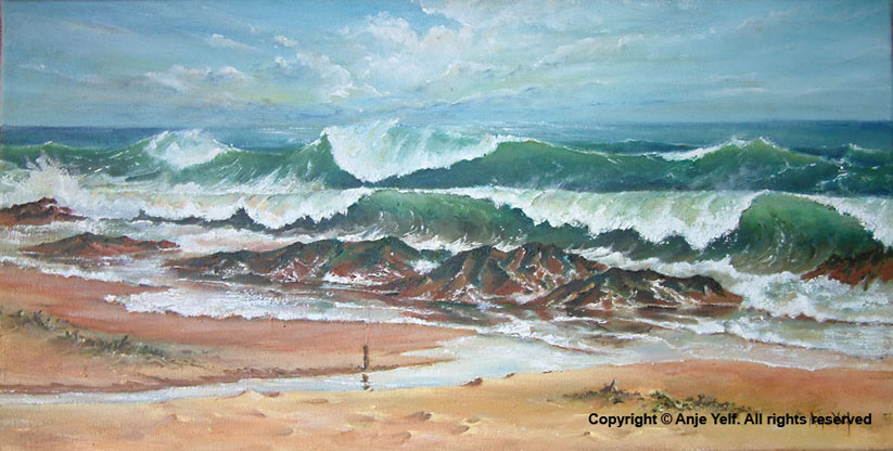 Waves crashing on Teignmouth Beach